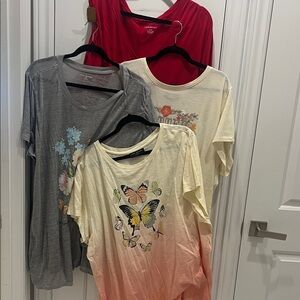 Lane Bryant Short Sleeve Tees - Red, Gray, Cream